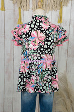 Load image into Gallery viewer, Megan Fashion Floral Print Tiered V Neck Blouse preorder