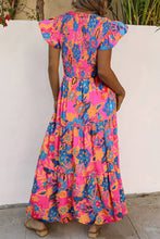 Load image into Gallery viewer, Women Boho Floral V Neck Ruffle Tiered Maxi Dress