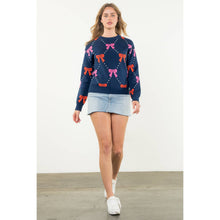 Load image into Gallery viewer, Ribbon Knit Sweater: NAVY wk0282-N