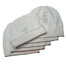 Load image into Gallery viewer, Hat (Picot Trim) Baby Gift, Hospital, Embroidery, Monogram: White with White trim