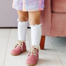 Load image into Gallery viewer, White Fancy Lace Top Knee High Socks: 1.5-3 YEARS