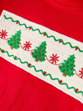 Load image into Gallery viewer, Christmas Tree Smocked Embroidery Green Stripe Boy Set