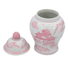 Load image into Gallery viewer, Small Chinoiserie Ceramic Decorative Tea & Ginger Jar 8": Pink