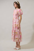 Load image into Gallery viewer, Solanda Floral Aruba Smocked Midi Dress: Pink Multi