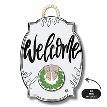 Load image into Gallery viewer, "Welcome" door hanger with wreath mini