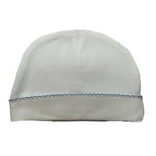Load image into Gallery viewer, Hat (Picot Trim) Baby Gift, Hospital, Embroidery, Monogram: White with White trim