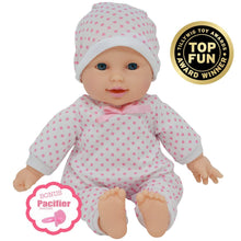 Load image into Gallery viewer, The New York Doll Collection 11" Doll Polka Dots W/ Pacifier: Caucasian
