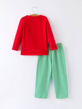 Load image into Gallery viewer, Christmas Tree Smocked Embroidery Green Stripe Boy Set