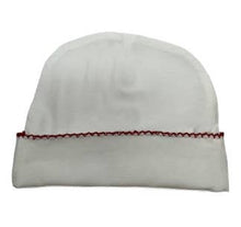 Load image into Gallery viewer, Hat (Picot Trim) Baby Gift, Hospital, Embroidery, Monogram: White with White trim