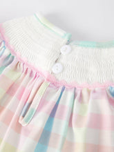 Load image into Gallery viewer, Easter Bunny Embroidery Girls Pink Plaid Bow Romper