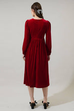 Load image into Gallery viewer, Jena Glow Bow Velvet Midi Dress: Black