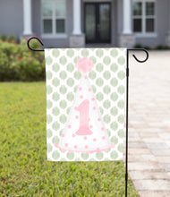 Load image into Gallery viewer, Celebrate Garden Flag - 1st Birthday Girl: 12" x 18" - Double-Sided