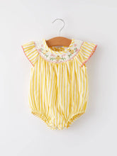 Load image into Gallery viewer, Spring/Summer Chick Floral Embroidery Smocking Girls Romper