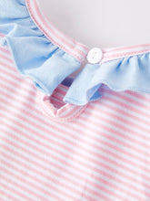 Load image into Gallery viewer, Easter Bunny Embroidery Girls Pink Stripe Romper