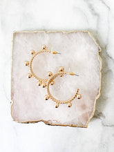 Load image into Gallery viewer, Gold Beaded Ball Hoop Earrings - Southern Statement Jewelry