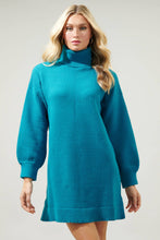 Load image into Gallery viewer, Shawnee Waffle Knit Turtleneck Sweater Dress: Emerald