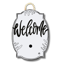 Load image into Gallery viewer, "Welcome" door hanger with wreath mini