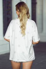 Load image into Gallery viewer, Patriotic Flag Bow Graphic Starry Round Neck T Shirt: White / L