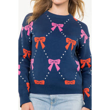 Load image into Gallery viewer, Ribbon Knit Sweater: NAVY wk0282-N