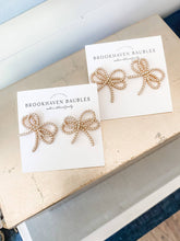 Load image into Gallery viewer, Dainty Pearl Bow Earrings - Southern Statement Jewelry