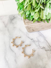 Load image into Gallery viewer, Gold Beaded Ball Hoop Earrings - Southern Statement Jewelry