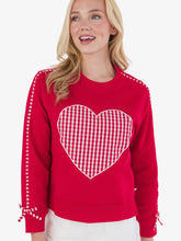 Load image into Gallery viewer, Women's Heart Red Gingham Applique Ruffle Bow Sweatshirt
: Red / Women's XXL