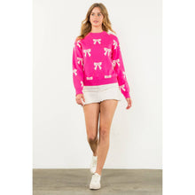 Load image into Gallery viewer, Ribbon Knit Sweater: NAVY wk0282-N