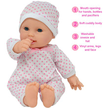 Load image into Gallery viewer, The New York Doll Collection 11" Doll Polka Dots W/ Pacifier: Caucasian