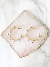 Load image into Gallery viewer, Gold Beaded Ball Hoop Earrings - Southern Statement Jewelry