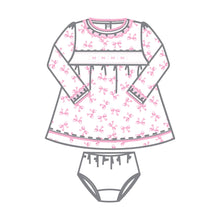 Load image into Gallery viewer, Baby Bows Smocked Ruffle L/S Dress Set: Pink