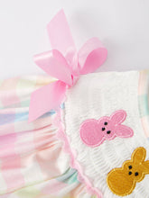 Load image into Gallery viewer, Easter Bunny Embroidery Girls Pink Plaid Bow Dress