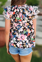 Load image into Gallery viewer, Florence Ruffled Flutter Sleeve Tied V Neck Blouse | S-XL: Multi-Colored / Missy / XL