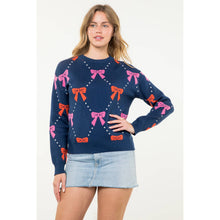 Load image into Gallery viewer, Ribbon Knit Sweater: NAVY wk0282-N