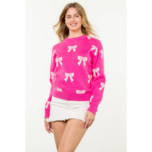 Load image into Gallery viewer, Ribbon Knit Sweater: NAVY wk0282-N