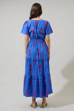 Load image into Gallery viewer, Shayna Floral Palmer Poplin Tiered Maxi Dress: BLUE-PINKS