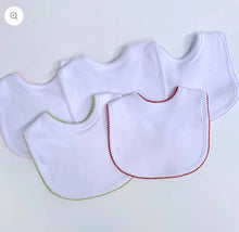 Load image into Gallery viewer, Bib (Picot Trim) Newborn, Baby Gift, Embroidery, Monogram: Pink Trim