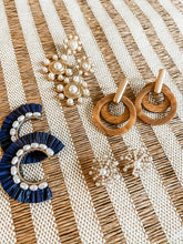 Load image into Gallery viewer, Hammered Gold & Pearl Southern Statement Earrings