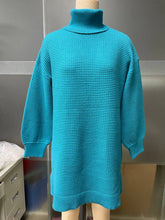 Load image into Gallery viewer, Shawnee Waffle Knit Turtleneck Sweater Dress: Emerald