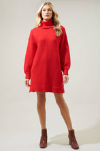 Load image into Gallery viewer, Shawnee Waffle Knit Turtleneck Sweater Dress: Emerald