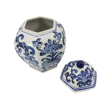 Load image into Gallery viewer, Blue & White Chinoiserie Ceramic Jar 12"