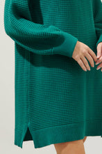 Load image into Gallery viewer, Shawnee Waffle Knit Turtleneck Sweater Dress: Emerald