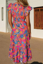 Load image into Gallery viewer, Women Boho Floral V Neck Ruffle Tiered Maxi Dress