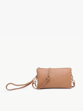 Load image into Gallery viewer, M013 Riley Monogrammable 3 Compartment Crossbody/Wristlet: Saddle