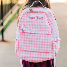 Load image into Gallery viewer, Pink Gingham Ruffles Backpack