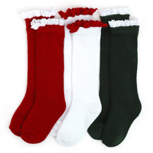 Load image into Gallery viewer, Fancy Christmas Knee High Socks 3-Pack: 6-18 MONTHS
