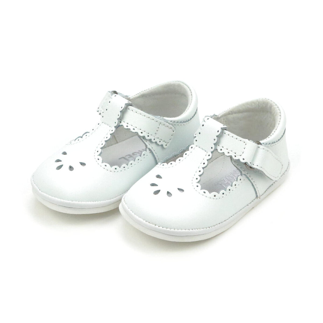 Dottie Scalloped perforated Mary Jane White by Angel Baby