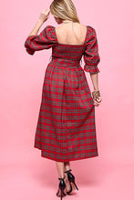 Load image into Gallery viewer, Tartan Plaid Midi Dress: Red
