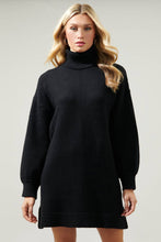 Load image into Gallery viewer, Shawnee Waffle Knit Turtleneck Sweater Dress: Emerald
