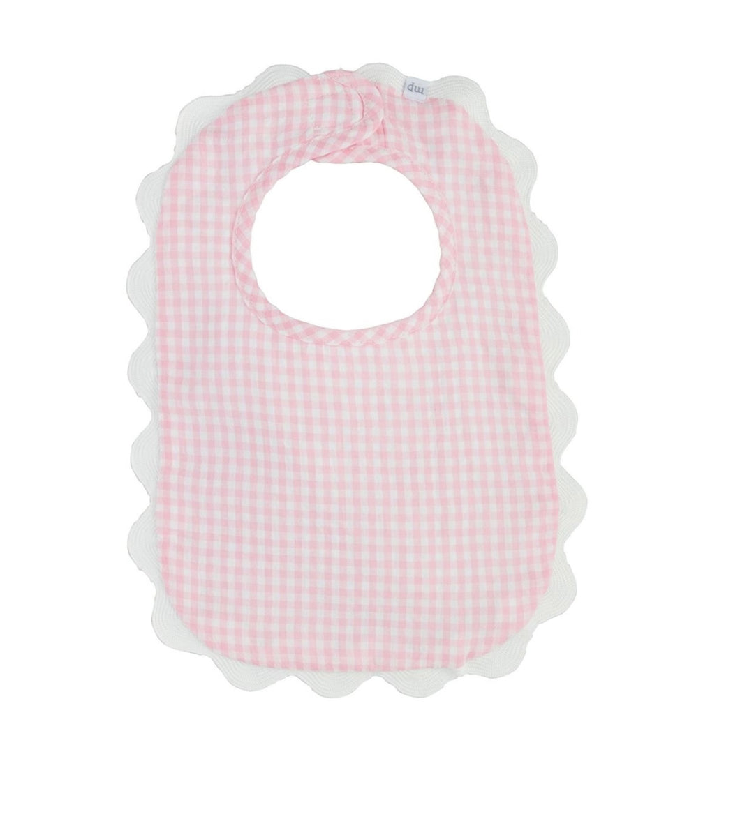 Mudpie pink Gingham Scalloped Bib