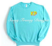 Load image into Gallery viewer, Block shadowed embriodery monogrammed sweatshirt pre order- adult
